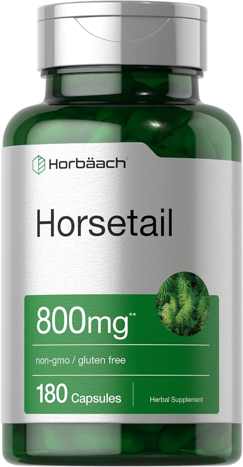 Horbäach Horsetail Herb Capsules 800mg | 180 Count | Non-GMO, Gluten Free Herb Extract Supplement