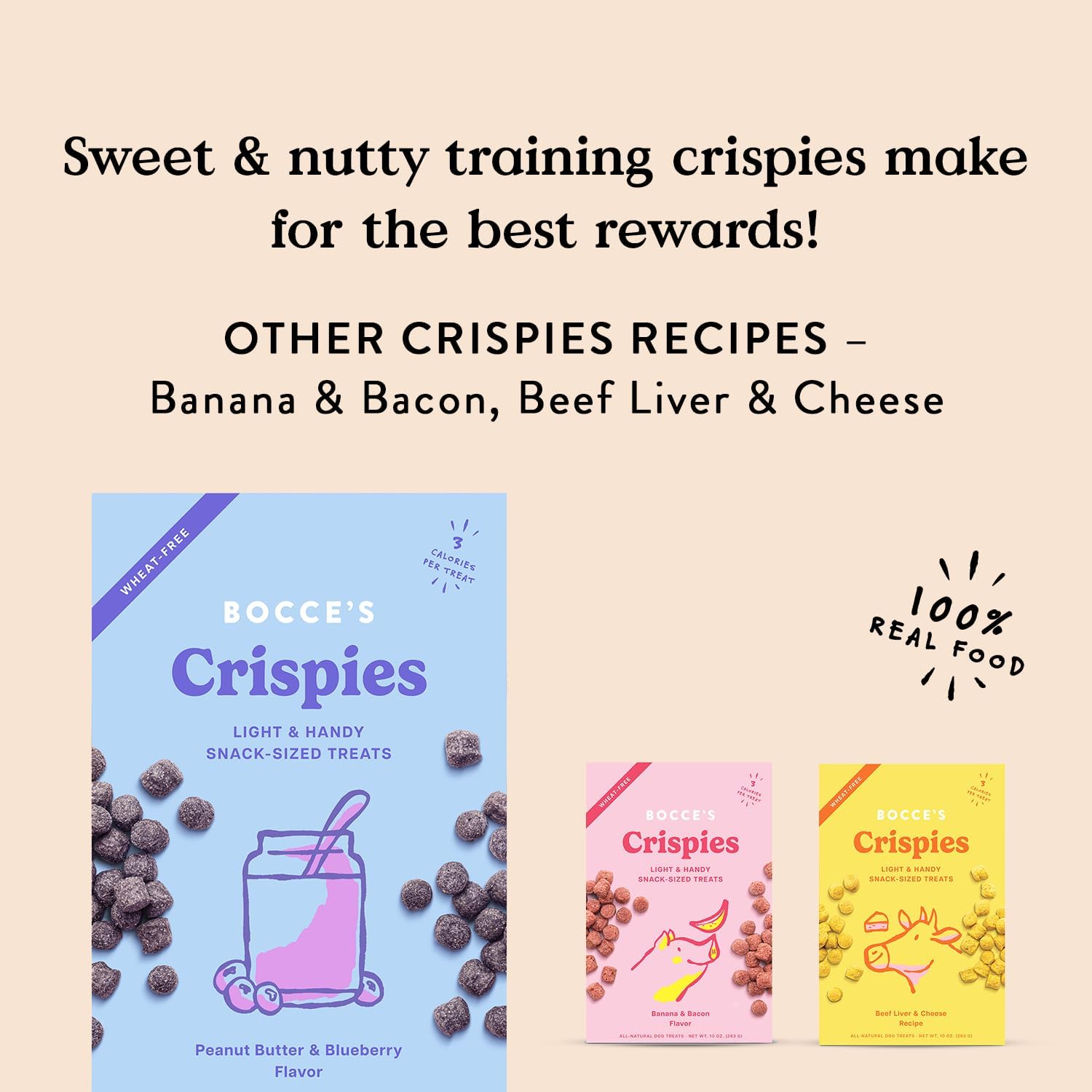 Bocce's Bakery PB + Blueberry Crispies Low-Calorie Wheat-Free Dog Treats, 10 oz : Pet Supplies