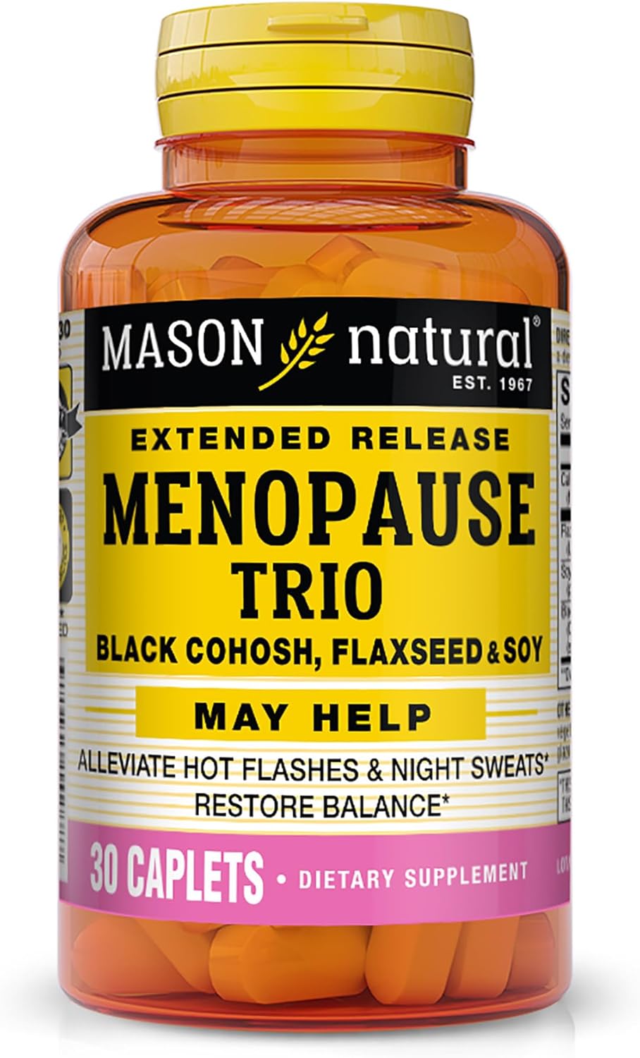 Mason Natural Menopause Trio: Black Cohosh, Flaxseed, & Soy (Extended Release) - May Alleviate Hot Flashes & Night Sweats*, Supports Healthy Hormone Balance*, 30 Caplets