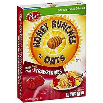 Honey Bunches of Oats with Real Strawberries Cereal, Heart Healthy, Low Fat, made with Whole Cereal , 13 Ounce (Pack of 4)