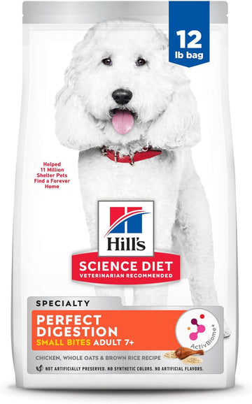 Hill'S Science Diet Perfect Digestion, Senior Adult 7+, Digestive Support, Small Kibble, Dry Dog Food, Chicken, Brown Rice, & Whole Oats, 12 Lb Bag