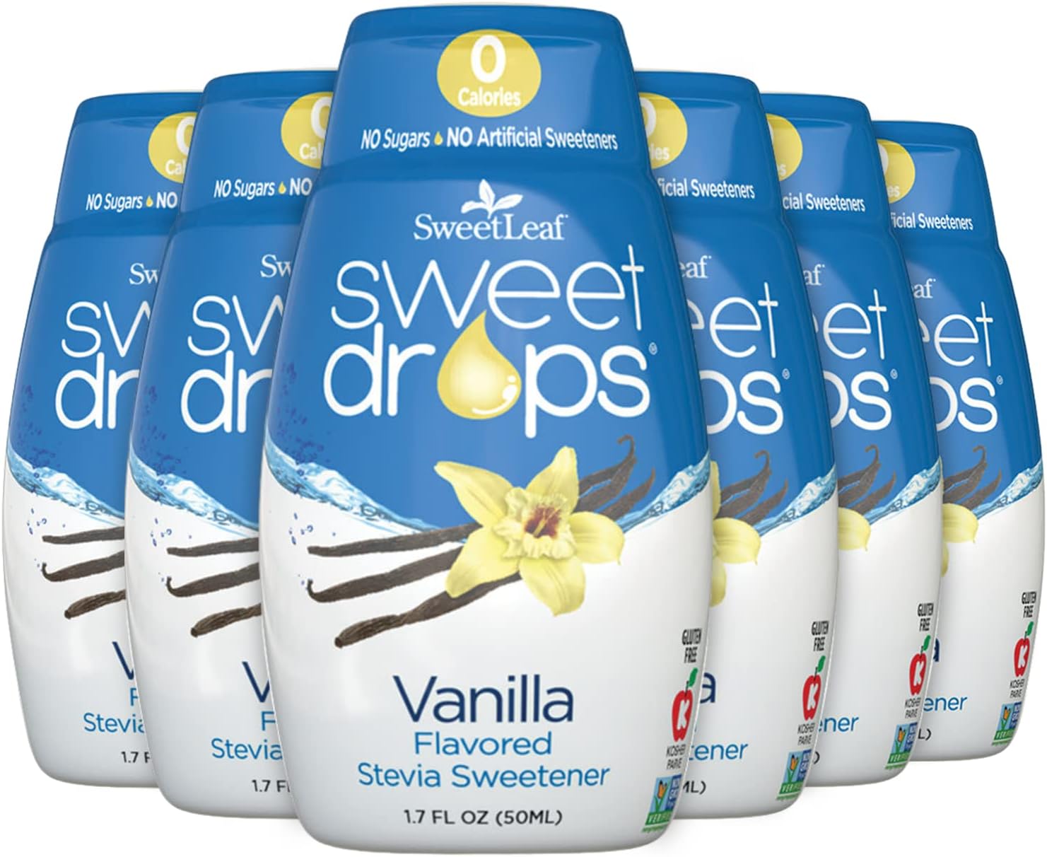 Sweetleaf Sweet Drops Vanilla Stevia Liquid Sweetener - Flavor Foods, Keto Coffee With Sugar Free, 0 Calorie, Non-Glycemic Response Sweetleaf Stevia Drops, 1.7 Fl Oz Ea (Pack Of 6)