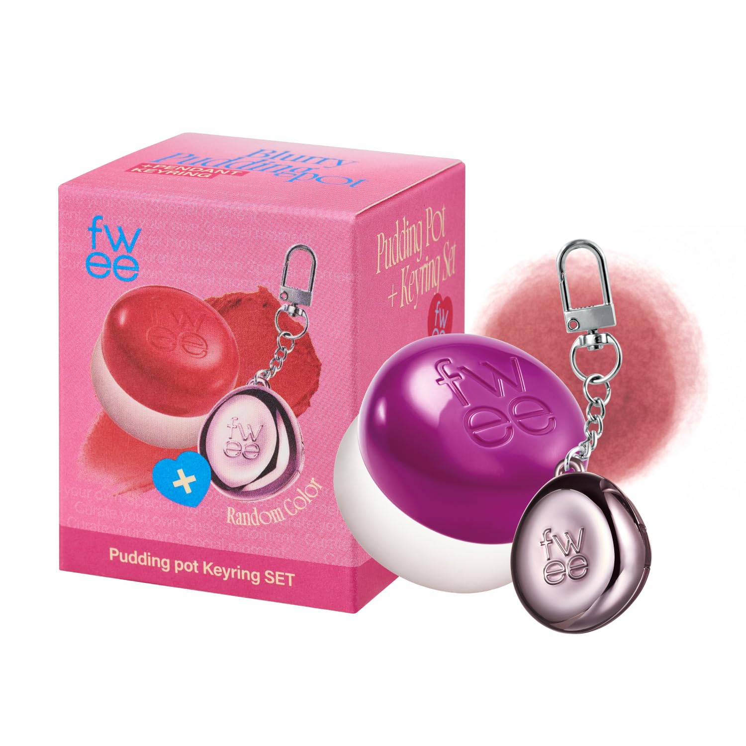 Lip&Cheek Blurry Pudding Pot + Pendant Keyring | Hurt | Random Colored Keyring | Makeup Blush, Buildable Lightweight, Multi-Use Soft Matte Finish | 5G