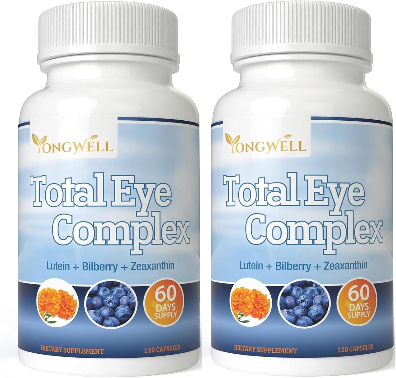 Total Eye Complex With Lutein, Bilberry & Zeaxanthin - Support Eye Health & Visual Acuity (120 Capsules) - 2 Bottles