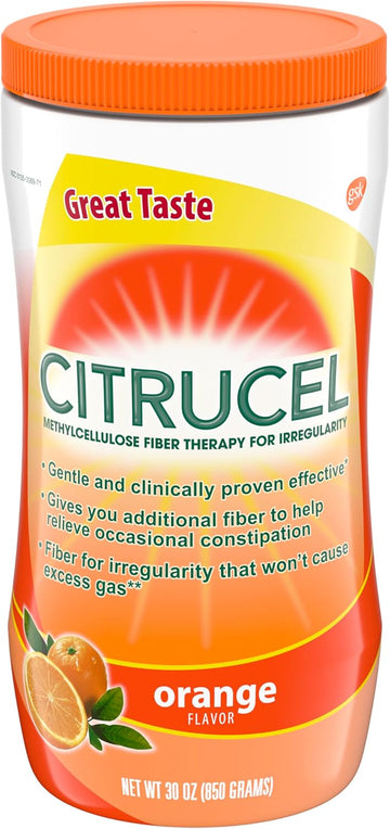 Citrucel Fiber Powder For Occasional Constipation Relief, Methylcellulose Fiber Powder, Orange Flavor - 16 Ounces