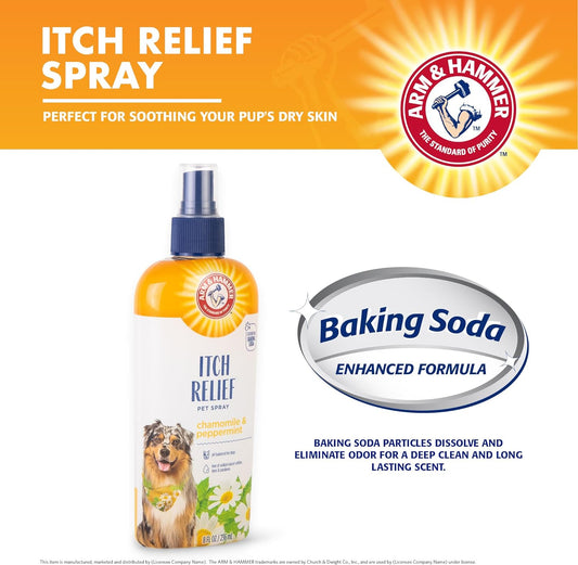 Arm & Hammer for Pets Itch Relief Spray for Dogs with Arm & Hammer Baking Soda, Chamomile and Peppermint Scent, 8oz | Professional Quality Dog Itch Spray, Free of Sodium Lauryl Sulfate & Parabens