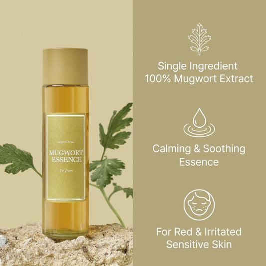 I'M From Mugwort Essence 5.4 Fl Oz + Rice Toner 1.01 Fl Oz Set, Glowing Calming Korean Skincare, Redness Relief, Peta Approved