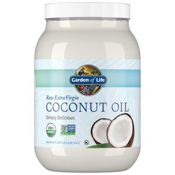 Garden Of Life Raw Extra Virgin Organic Coconut Oil For Hair, Skin, Cooking, 110 Servings - Pure Unrefined Cold Pressed Oil With Mcts For Body Care Or Baking, Aceite De Coco Organico, 56 Fl Oz
