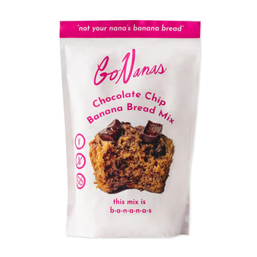 GoNanas Chocolate Chip Banana Bread Mix, Vegan, Gluten Free Healthy Snacks. Oat Flour Bread or Muffin Mix. Women Owned, US Ingredients, Dairy Free, Nut Free, Delicious Snacks (1 Pack)