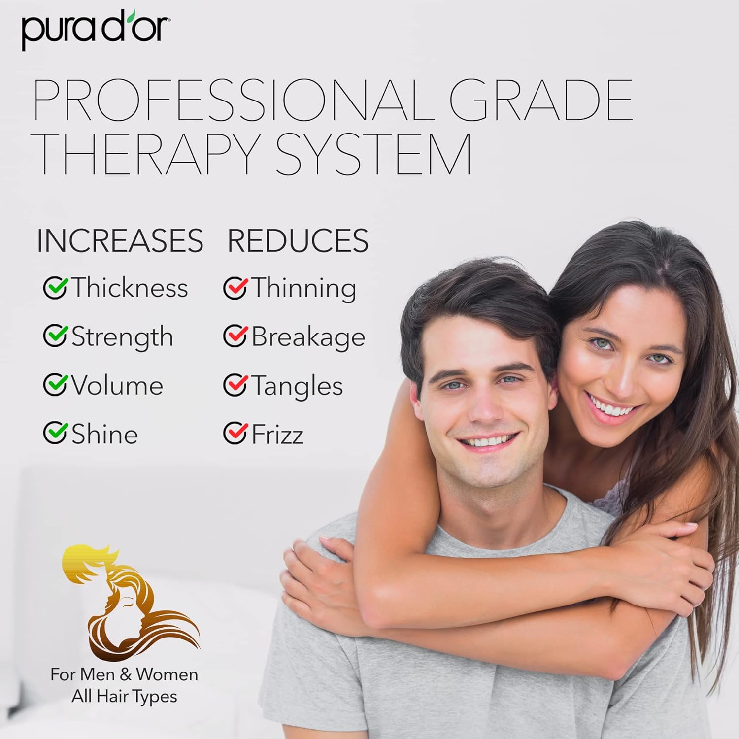Pura D'Or Professional Grade Thickening Shampoo Clinically Tested Hair Thinning Therapy Super Concentrated For Maximum Results, Sulfate Free Natural & Organic Ingredients, Men & Women, 473 Ml