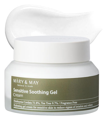 Mary&May Sensitive Soothing Gel Cream - Instant Cooling And Redness Relief, Pore-Tightening Face Cream With Tea Tree And Houttuynia Cordata Extracts - No Sticky, Refreshing Finish, 3.52Oz