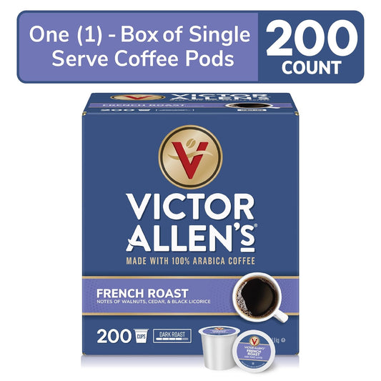 Victor Allen'S Coffee French Roast, Dark Roast, 200 Count, Single Serve Coffee Pods For Keurig K-Cup Brewers