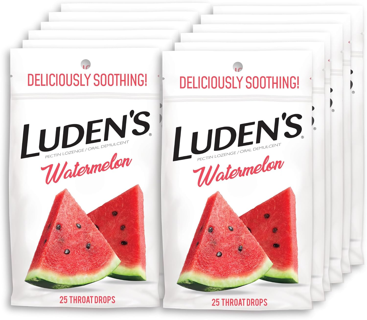 Ludens Watermelon Throat Drops, Sore Throat Relief, 25 Count (Pack of 12)