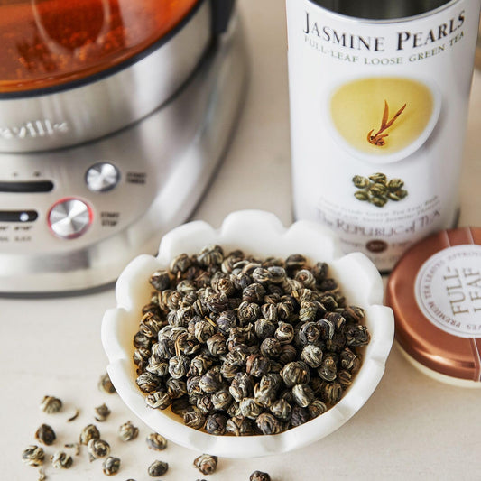 The Republic Of Tea Jasmine Pearls Full-Leaf Loose Green Tea, 3.0 Oz | Steeps 50 Cups | Caffeinated