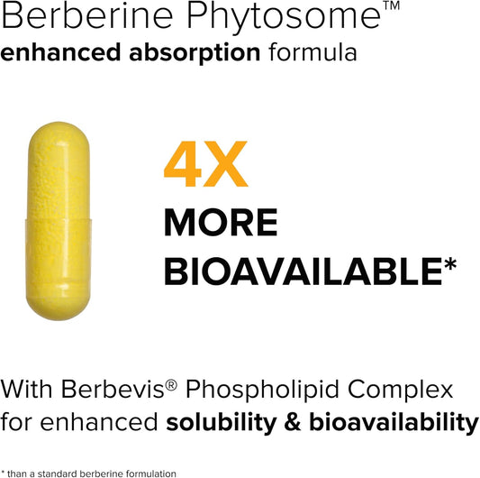 Berberine Phytosome With Berbevis, 550Mg Enhanced Absorption Supplement For Metabolic Support & Heart Health, Highly Bioavailable Berberine Complex, Gluten-Free, Non-Gmo, 30 Vegetarian Capsules