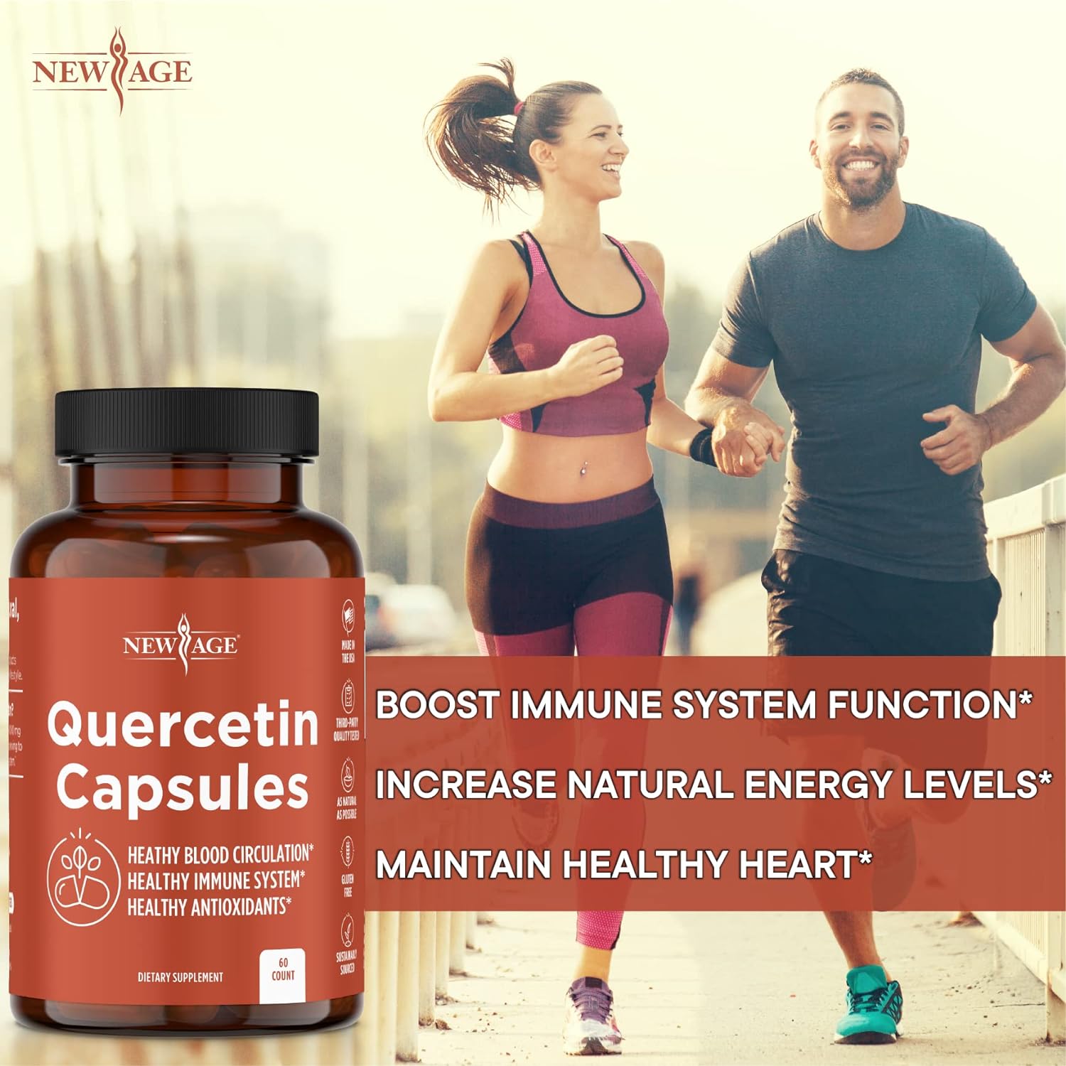 NEW AGE Quercetin 1000mg Quercetin Vegetarian Capsules 120 Count : Health & Household
