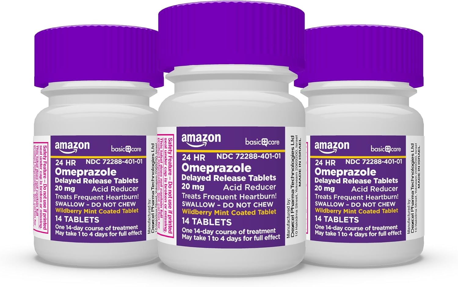 Care Omeprazole Delayed Release Tablets 20 Mg, Acid Reducer, Wildberry Mint Coated Tablet, Heartburn Medicine, 42 Count : Health & Household