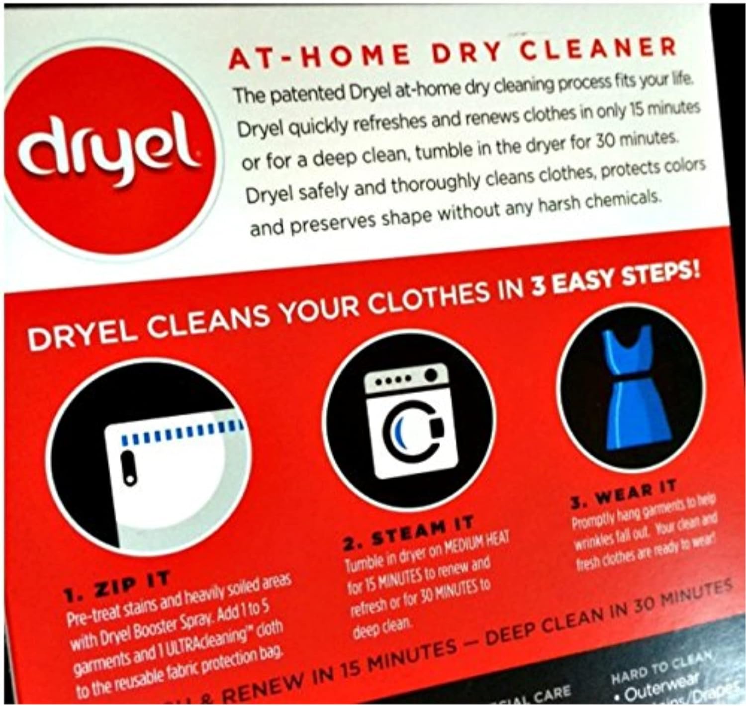 dryel At-Home Dry Cleaner Starter Kit, Gentle Laundry Care for Special Fabrics and Dry-Clean-Only Clothes, 2 Load Capacity : Health & Household