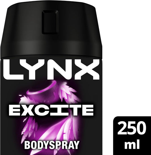 Lynx Excite Aerosol Body Spray Men'S Deodorant Spray With A Crisp Coconut & Black Pepper Fragrance For 48 Hours Of Odour-Busting Zinc Tech 250 Ml