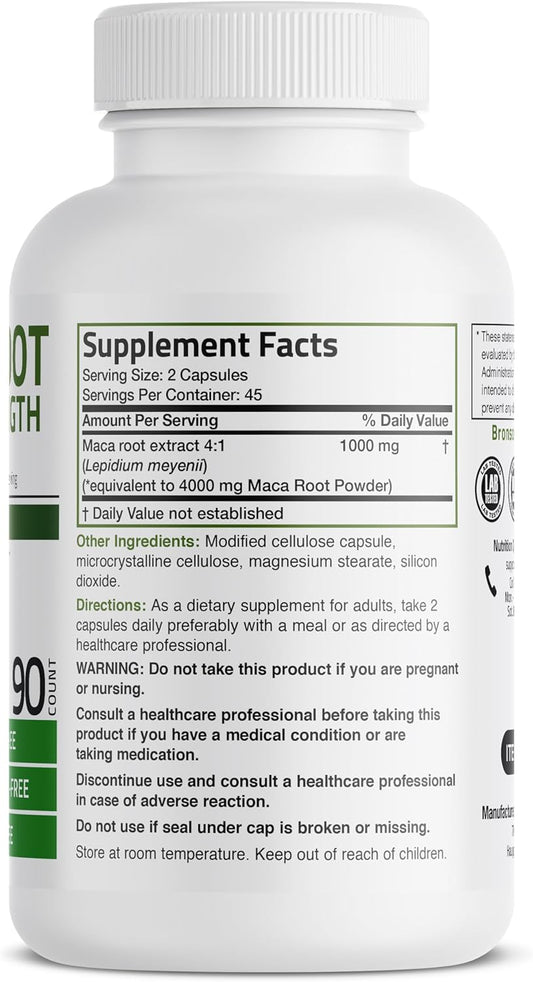 Bronson Maca Root Extra Lepidium Meyenii, Non-Gmo, 90 Vegetarian Capsules