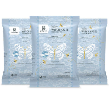Grab Green Baby Witch Hazel Soothing Wipes, 96 Wipes, Dreamy Rosewood Scent, Plant And Mineral Based, Biodegradable, Soothe Common Skin Irritations Such As Diaper Rash, No Alcohol, Packaging May Vary