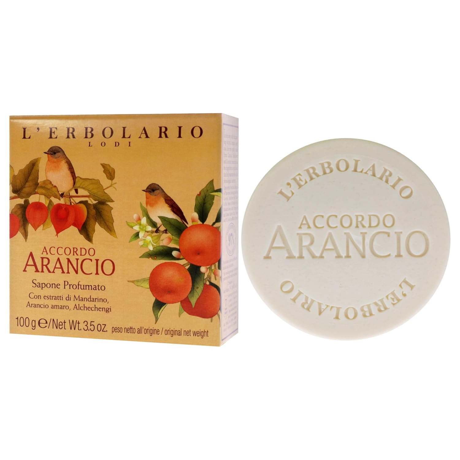 L'Erbolario Accordo Arancio Perfumed Soap - Enriched With All Natural Ingredients And Aromatic Fragrances - Cleanses And Moisturizes Skin - Long Lasting And Creates A Rich, Creamy Lather - 3.5 Oz : Beauty & Personal Care