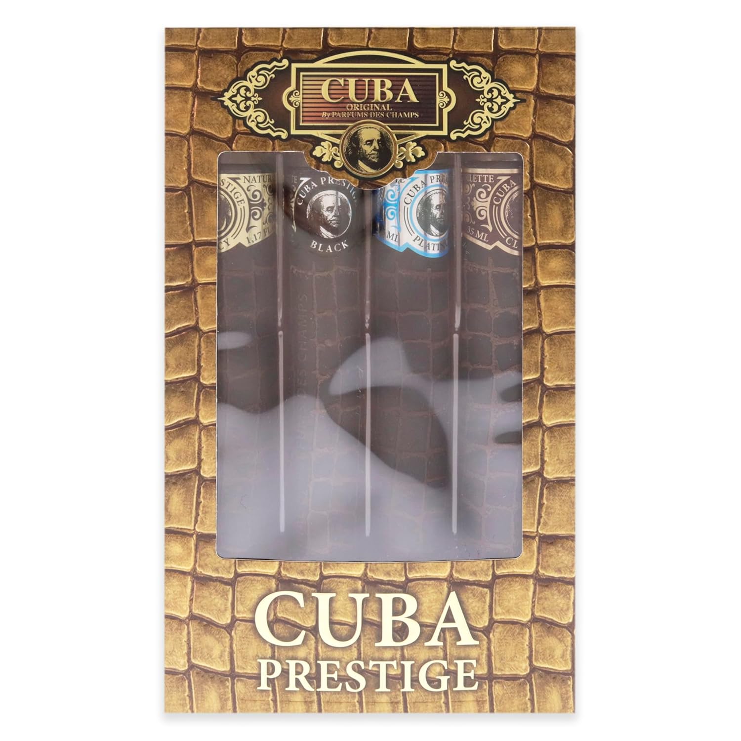 Cuba Prestige 4 Piece Gift Set For Men (Classic + Black + Platinum + Legacy) Eau De Toilette Spray 1.7 Ounce Each : Beauty & Personal Care