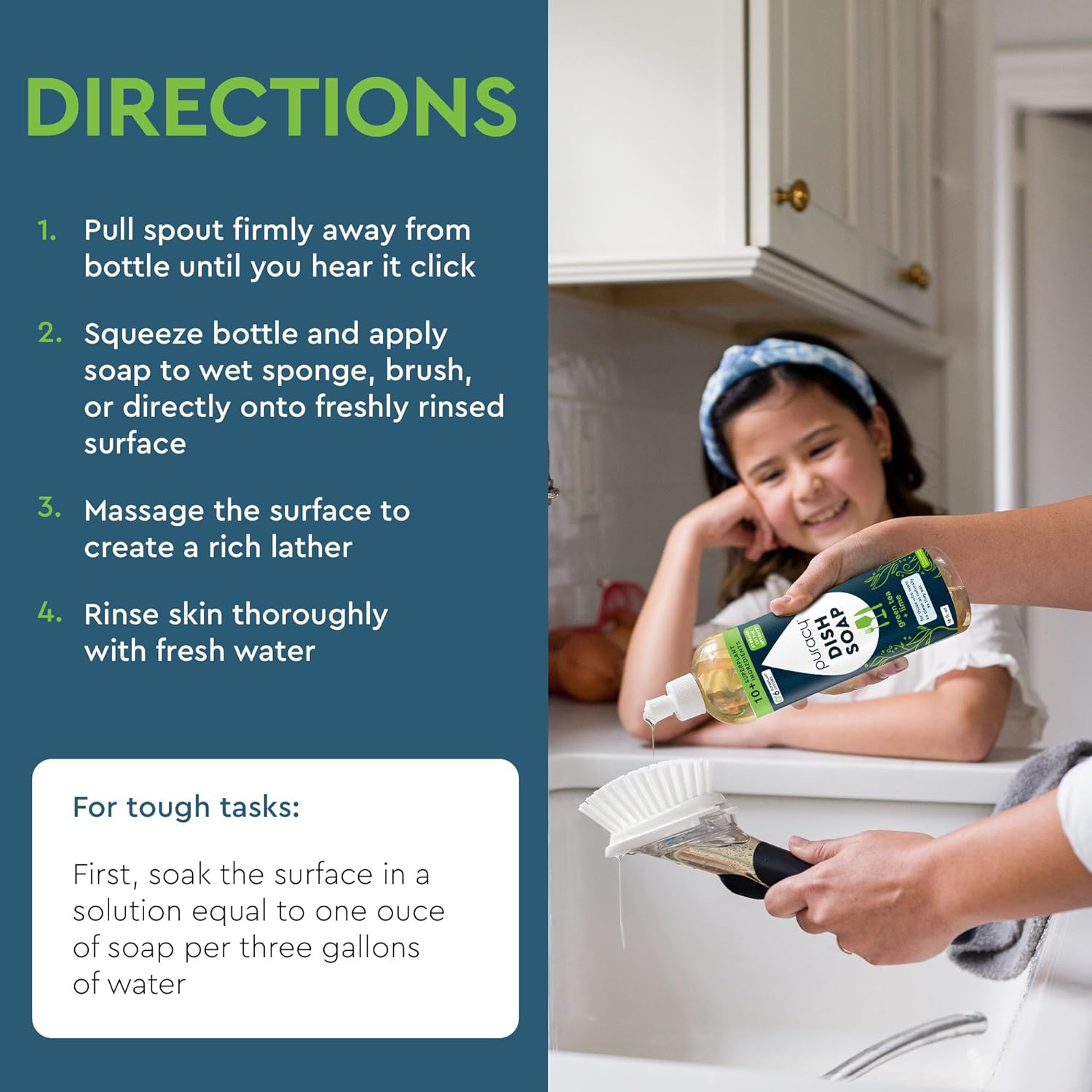 Puracy Dish Soap - Non Toxic Dish Soap, Natural Dish Soap, Organic Dish Soap Liquid, Clean Dish Soap, Puracy Dish Soap - Green Tea and Lime, 16oz : Health & Household