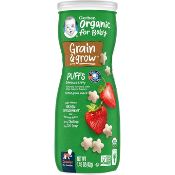 Gerber Baby Snacks, Organic Puffs, Strawberry, Baby Food, 1.48 Ounce (Pack Of 6)