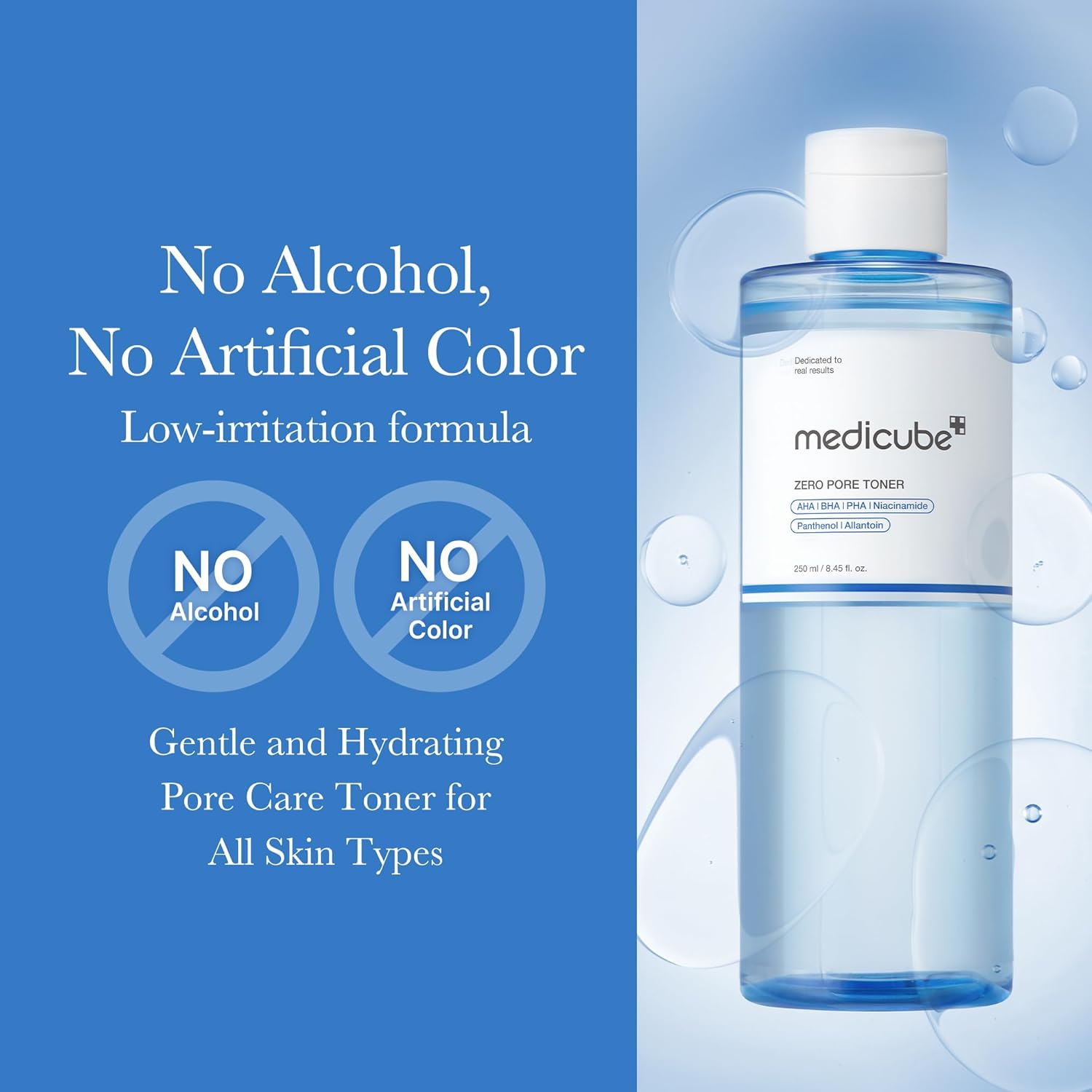 Medicube Zero Pore Toner I Exfoliating & Hydrating Blue Bottle Water Toner With Aha, Bha, Pha, Niacinamide, And Panthenol | Korean Skin Care For Pores, Texture, And Moisture Care (8.45 Fl. Oz.) : Beauty & Personal Care