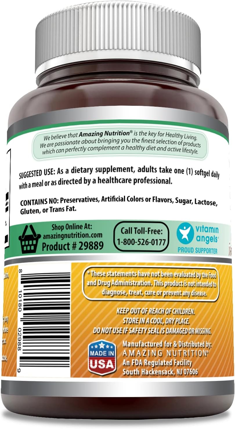 Amazing Formulas Vitamin D3 with Coconut Oil 5000 IU 360 Softgels Supplement | Non-GMO | Gluten Free | Made in USA