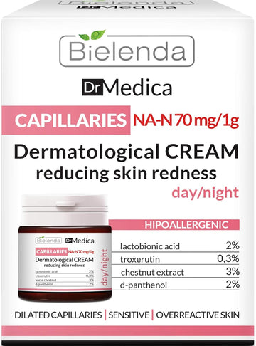 Bielenda Dr Medica - Reduces Skin Redness, Prevents The Formation Of New Veins Enhances Elasticity Of Capillaries - Dr Medica Capillary Skin Dermatologic Anti-Redness Face Cream Day/Night - 50 Ml