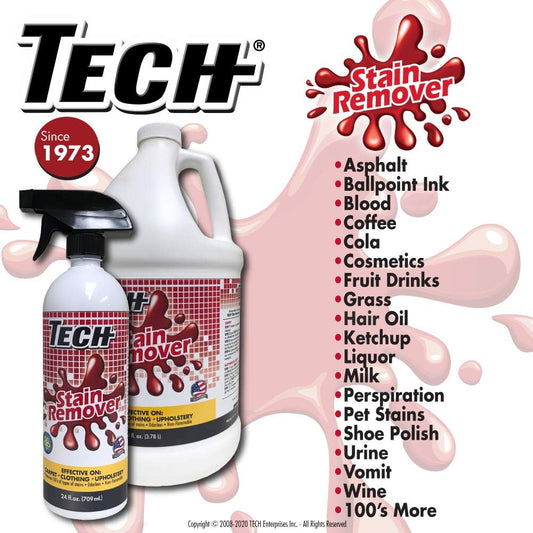TECH Stain Remover, 24 oz Spray Bottle, 6 Pack, For Carpet, Clothes, Upholstery, and Other Fabrics