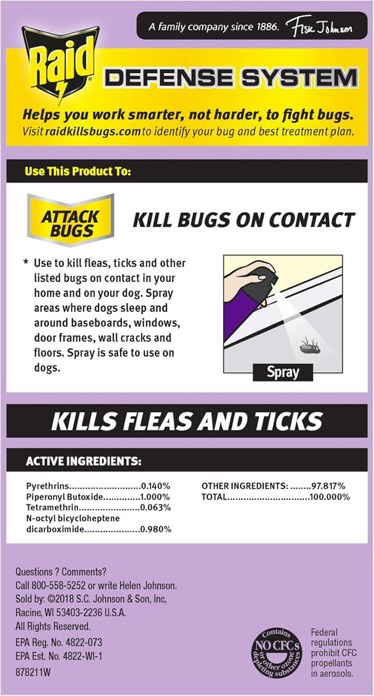 Raid Flea Killer, Kills Fleas, Crickets, Roaches, Silverfish And Ticks, Use In Your Home Or On Your Dog (1 Pound (Pack Of 6))