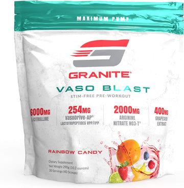 Granite Supplements Vaso Blast Advanced Stim-Free Pre-Workout (Rainbow