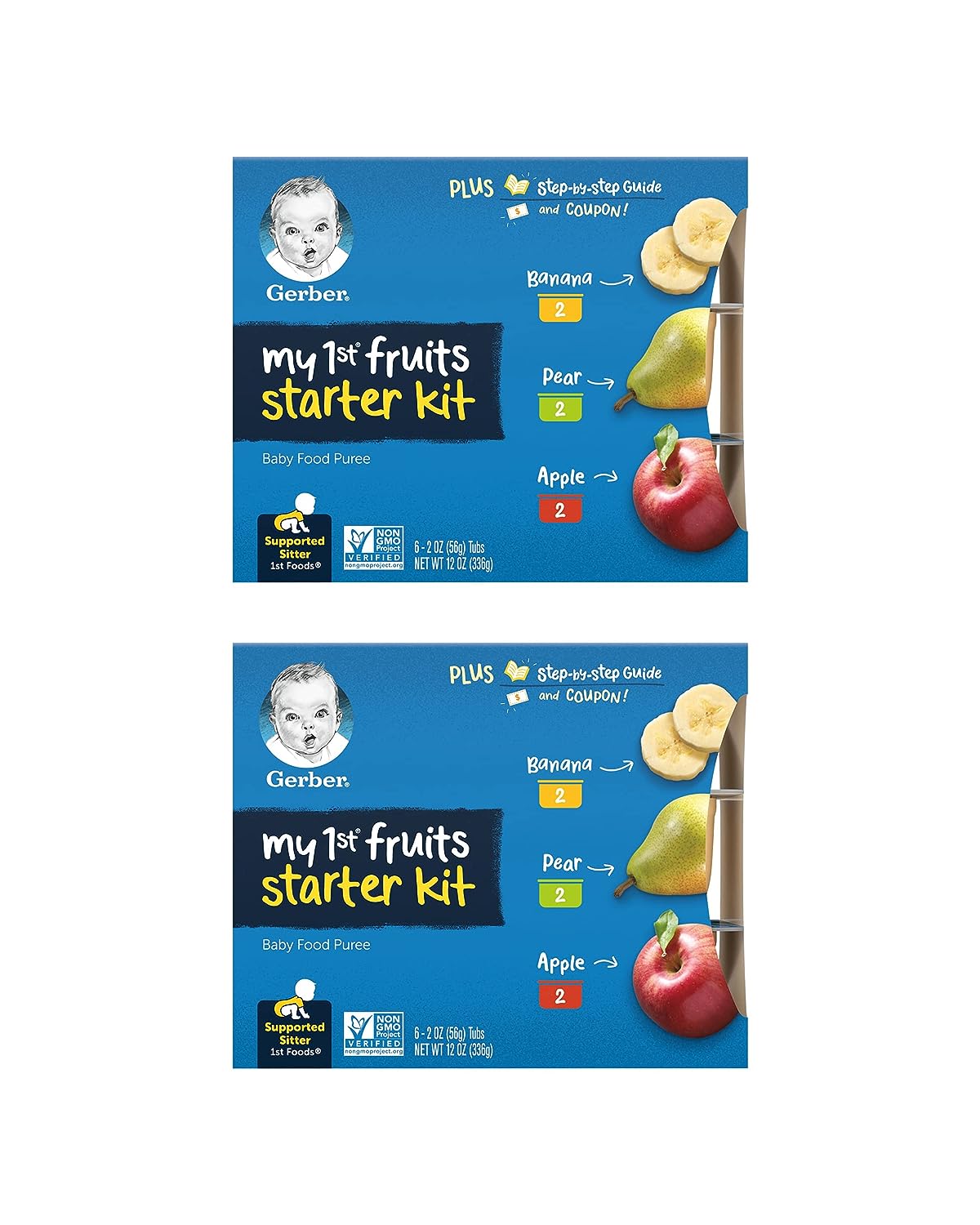 Gerber My 1st Fruits Starter Kit, Banana, Pear & Apple Puree, 2 Ounce Tubs, 2-Pack (Set of 6)