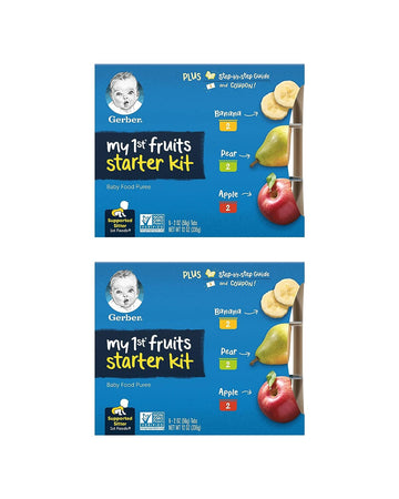 Gerber My 1st Fruits Starter Kit, Banana, Pear & Apple Puree, 2 Ounce Tubs, 2-Pack (Set of 6)