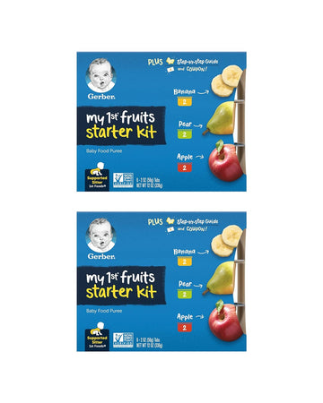 Gerber My 1St Fruits Starter Kit, Banana, Pear & Apple Puree, 2 Ounce Tubs, 2-Pack (Set Of 6)