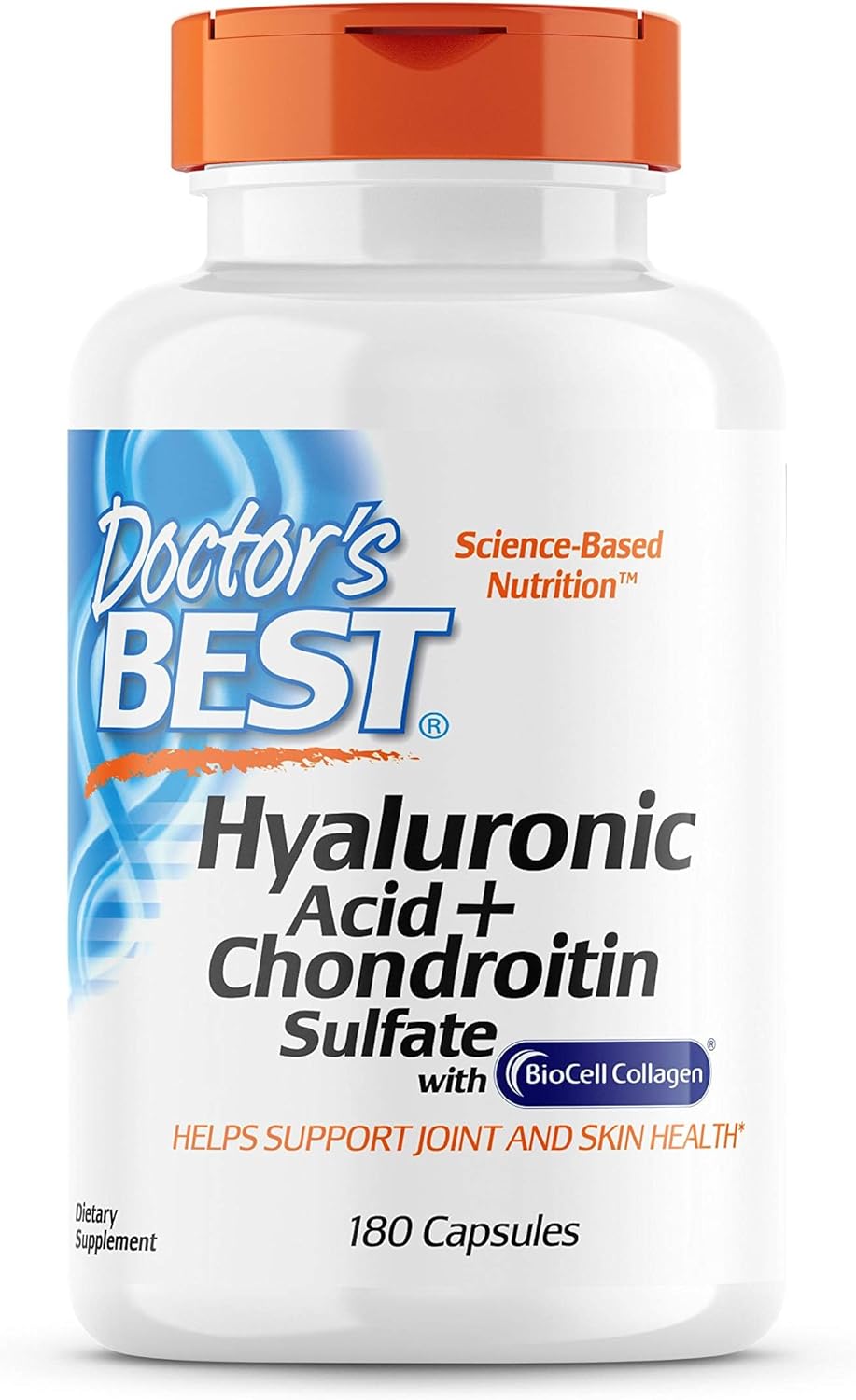 Doctor'S Best Hyaluronic Acid With Chondroitin Sulfate, Featuring Biocell Collagen, Non-Gmo, Gluten Free, Soy Free, Joint Support, 180 Count (Pack Of 1)