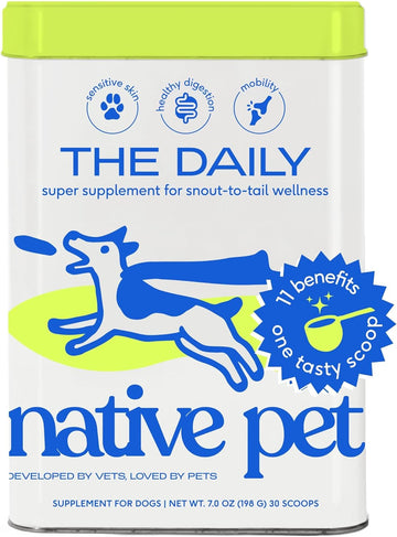 Native Pet The Daily Dog Supplement - 11 in 1 Dog Multivitamin - Tasty Scoop with Dog Vitamins and Supplements - Super Multi Vitamin for Dog - 12 Active Ingredients (7 oz.)