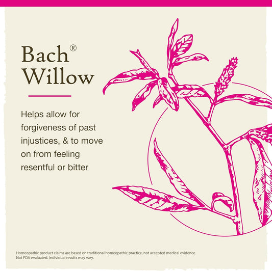 Bach Original Flower Remedies, Willow For Forgiveness (Non-Alcohol Formula), Natural Homeopathic Flower Essence, Holistic Wellness And Stress Relief, Vegan, 10Ml Dropper