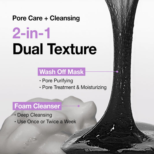 Coxir Txa Mucin All-In-1 Pore Mask –Gelato Texture Wash-Off Treatment | Ampoule Mask-To-Foam | Charcoal+ Snail+Txa | Blackhead Remover |Daily Pore Detox For Oily & Sensitive Skin|4.05Fl.Oz