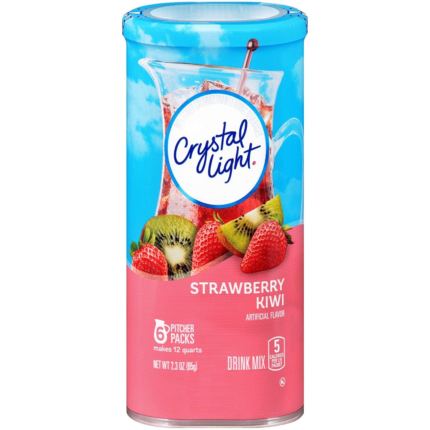 Crystal Light Sugar-Free Strawberry Kiwi Low Calories Powdered Drink Mix 72 Count Pitcher Packets