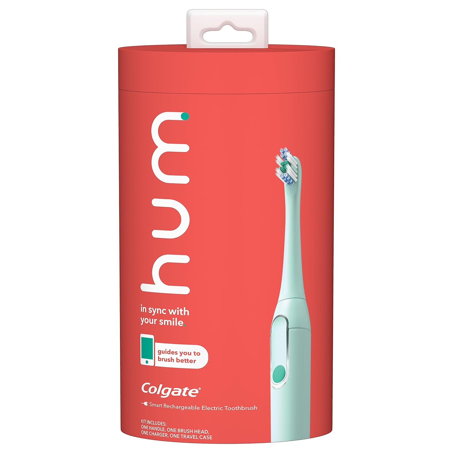 Hum By Colgate Smart Electric Toothbrush Kit, Rechargeable Sonic Toothbrush With Travel Case & Bonus Replacement Brush Head, Teal(Discontinued/No Refill Heads Available)