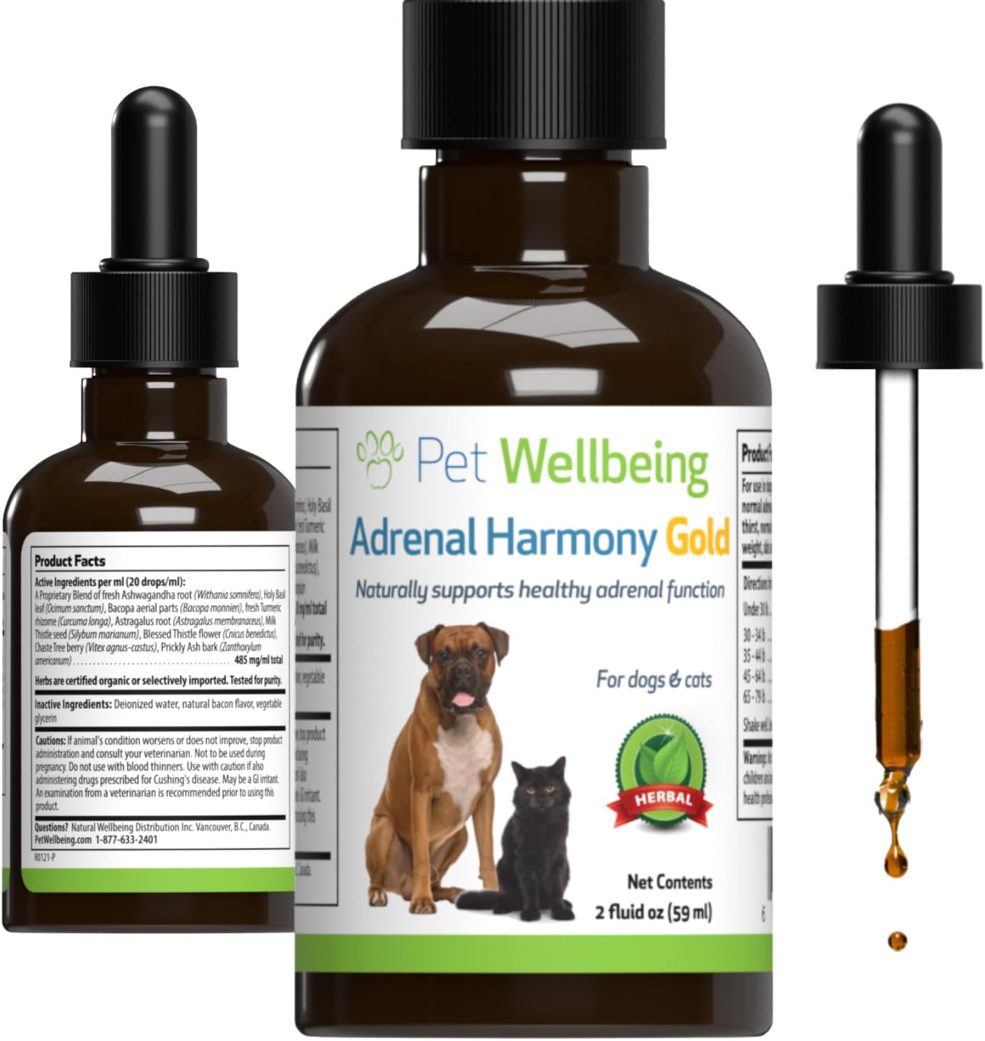 Pet Wellbeing Adrenal Harmony Gold - Dog Cushing'S, Cortisol Balance, Adrenal Support, Fluid Balance - Veterinarian-Formulated Herbal Supplement For Dogs 2 Oz (59 Ml)