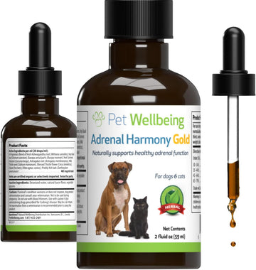 Pet Wellbeing Adrenal Harmony Gold - Dog Cushing'S, Cortisol Balance, Adrenal Support, Fluid Balance - Veterinarian-Formulated Herbal Supplement For Dogs 2 Oz (59 Ml)