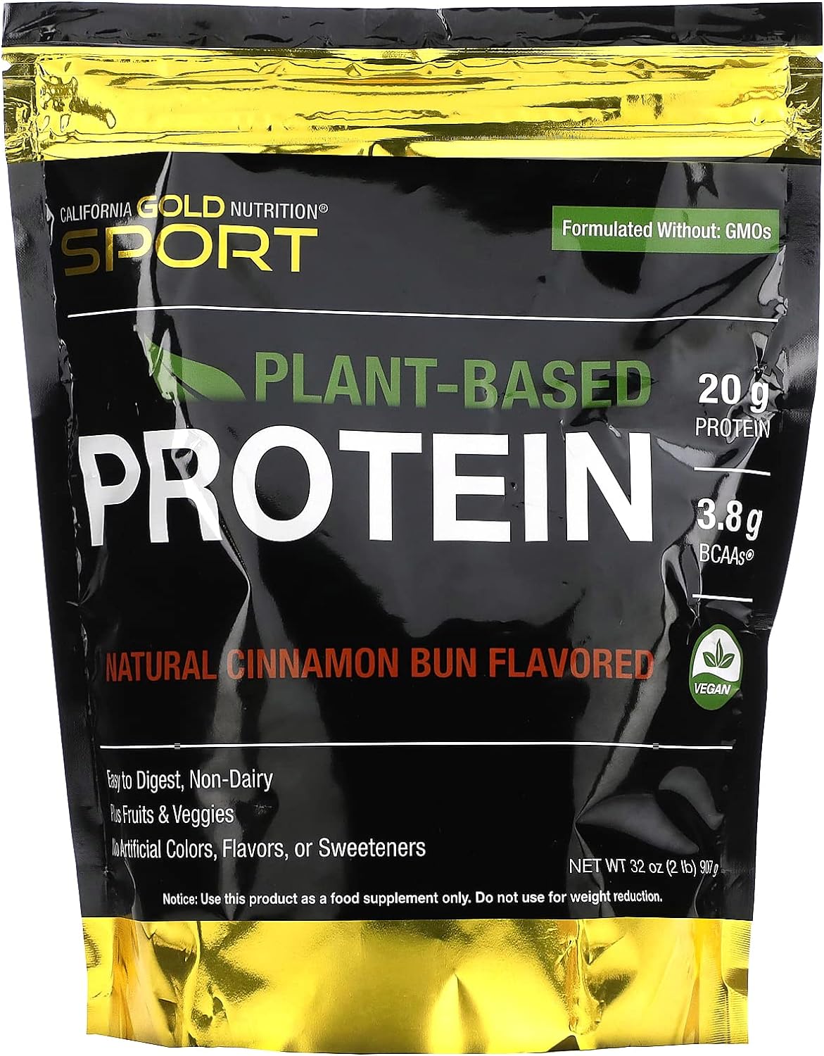 California Gold Nutrition Plant-Based Protein, Cinnamon Bun, 2 lb (907 g)
