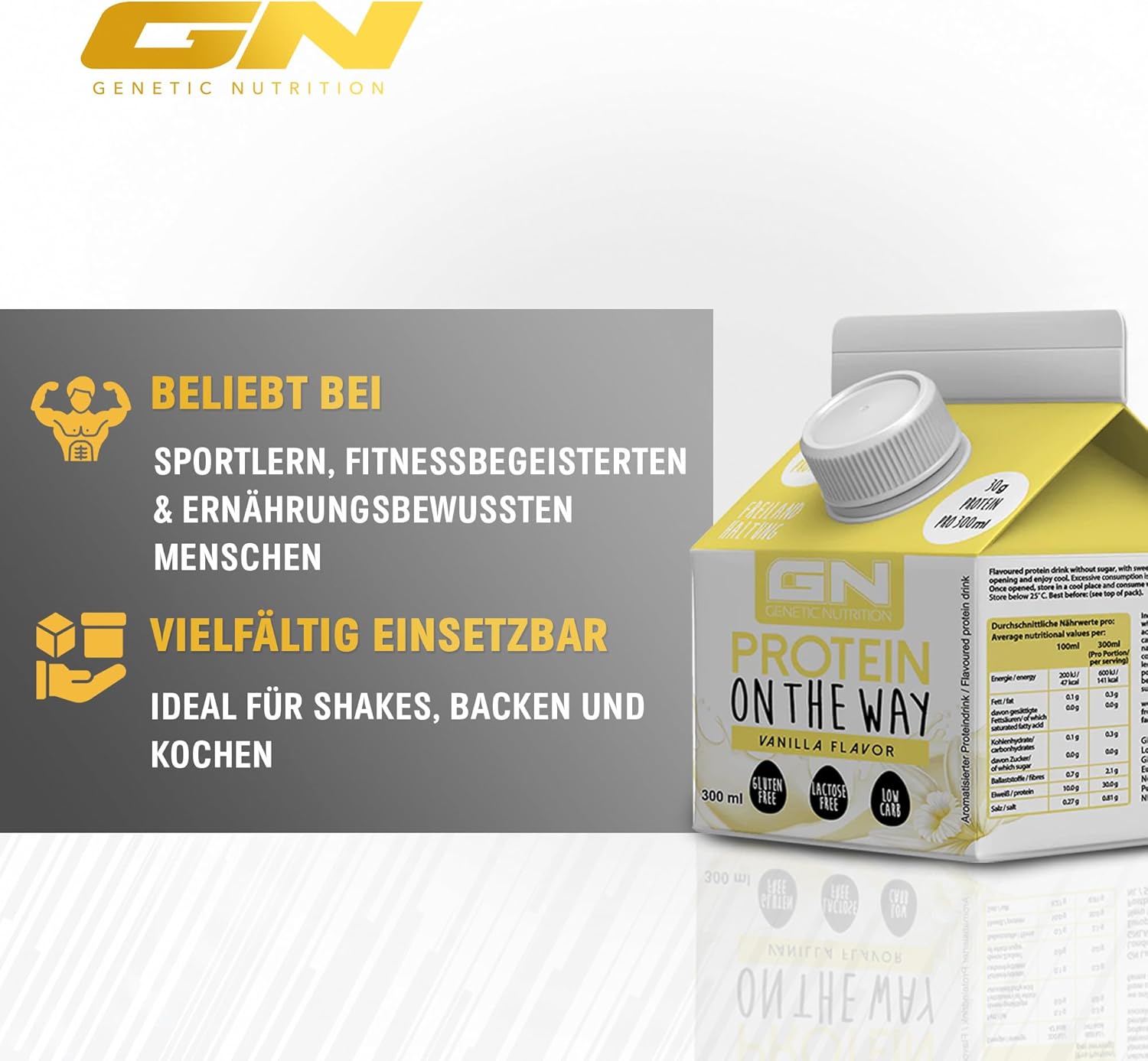 Gn Laboratories Protein On The Way (6 X 300 Ml Vanilla) - Practical Lactose Celebration Egg Clear Protein Drink - Ideal For Muscle Building