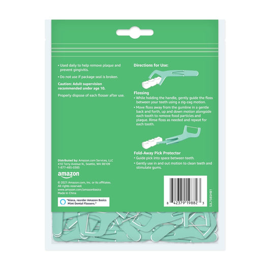 Amazon Basics Mint Dental Flossers, 90 Count, 1 Pack (Previously Solimo)