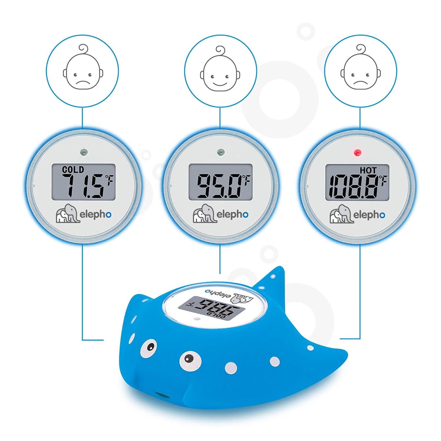 Elepho eFloat Digital Baby Thermometer for Bathtub | Accurately Monitors Water & Room Temperature + Acts as Kids Bath Toy | Waterproof Device Alerts When Too Hot or Cold (Blue) : Baby